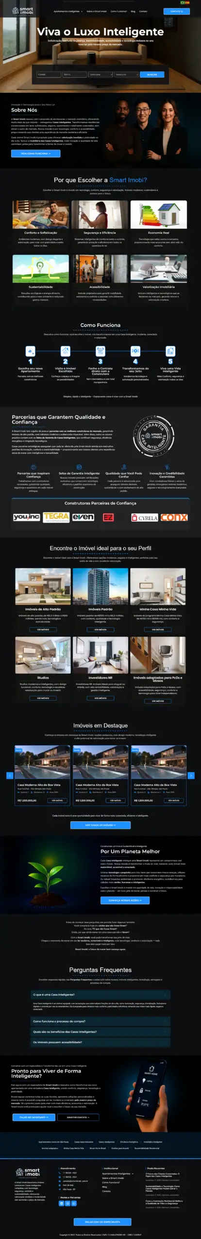 Página inicial da imobiliária Smart Imobi